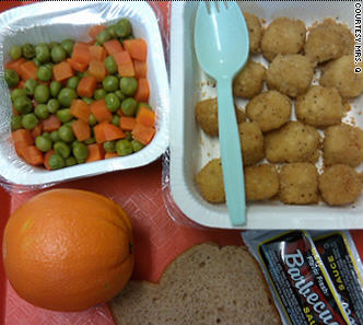 School meals served in plastic.